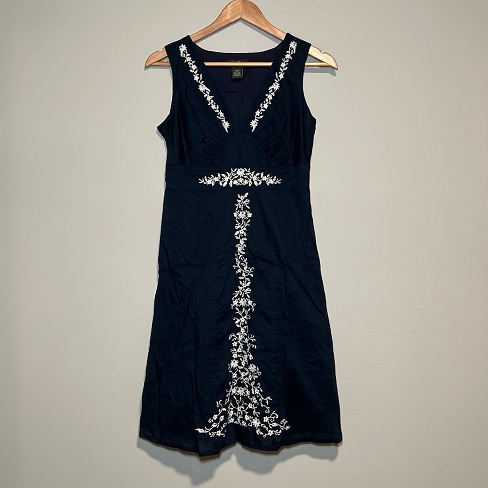 Navy Embroidered Eddie Bauer Dress